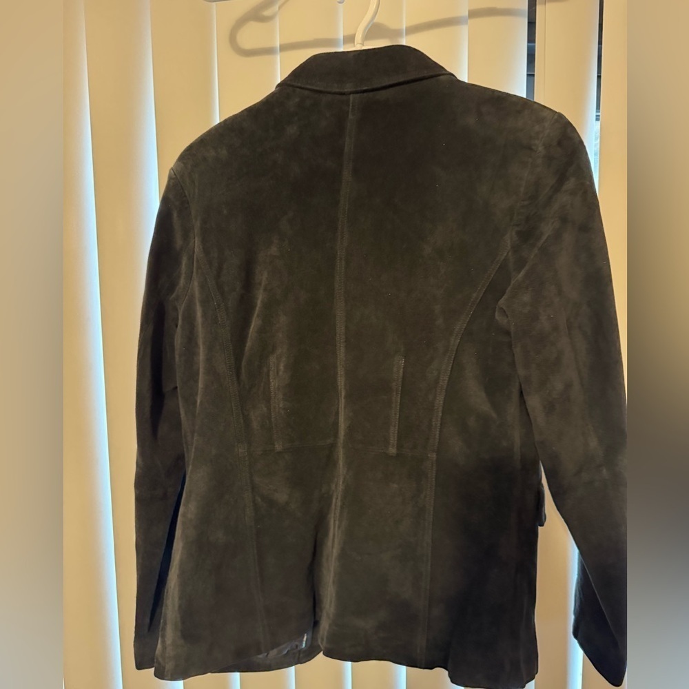St. John's Bay Women's Black Suede Leather Blazer - Picture 2 of 6